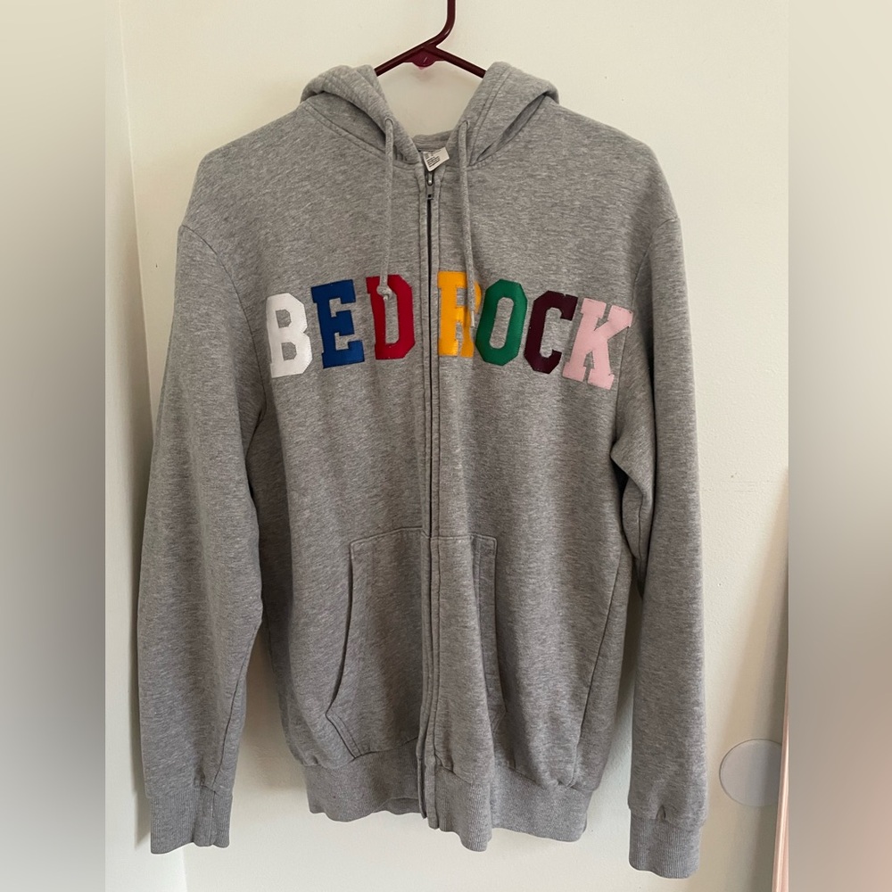 Women's M Grey Bedrock zip-up hoodie